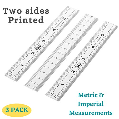 Mr. Pen- Machinist Ruler, 3 Pack, 6 Inch, Stainless Steel Metric & Imperial - style: 6 inch, 3 Pack