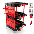 Auto Detailing Cart with Wheels, 3 Tier Rolling Detail Cart - color: Top