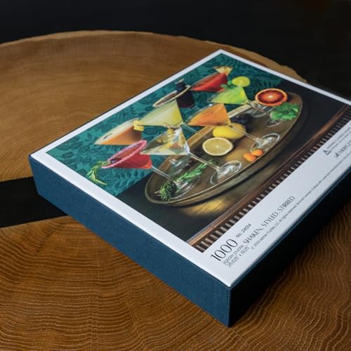Shaken, Styled, Stirred Cocktail Puzzle, Premium 1000 Piece Jigsaw Puzzle for Adults, Glare-Free, Soft-Touch Puzzles, Made in USA, 26.6" x 19.25" - color: Shaken, Styled, Stirred