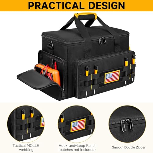 Tool Bag 15-Inch, Heavy-Duty Tool Storage Organizer, Portable Tool Box Tote - color: Black