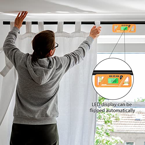 Digital Torpedo Level and Protractor, Magnetic Angle Meter, Electronic Bubble Inclinometer, Absolute and Relative Measurement, Angle & Slope Conversion for Woodworking Home Drainage Leveling