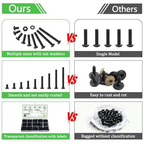 1002Pcs M3 Metric Hex Button Head Fastener Kit, Screws, Nuts & Flat Washers - size: M3x4/6/8/10/14/16/18/20/25-1002Pcs