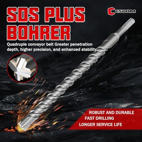 CSOOM SDS Plus Rotary Hammer Drill Bit 3/4"x12.2", Professional Concrete Drill Bit for Concrete, Brick, Stone and Cement Walls - size: 3/4"x12.2"