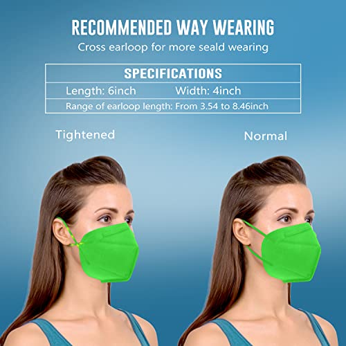 WWDOLL KN95 Face Mask 25 Pack, 5-Layers Breathable Disposable KN95 Masks - color: Green