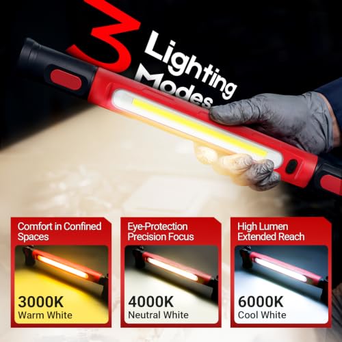 Magnetic Work Light, 3000LM Ultra Bright LED Magnetic Light Bar with Hooks