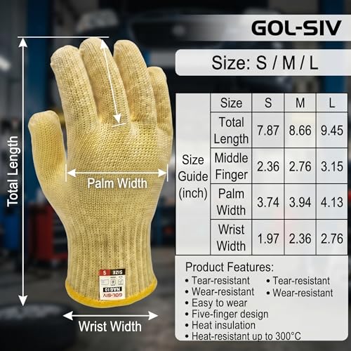 5 Pairs Cut Resistant Work Gloves, 7-Gauge Heavy Duty Aramid Fiber, Heat & Cut Protection for Men, Large Hands, Ideal for Metal Glass Handling, Woodworking & Industrial Builders, L - size: 5pcs-Large, style: Aramid