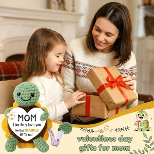 Xinezaa Gifts for Mom, Cute Crochet Turtle 60 in Retractable Tape Measure - style: mom