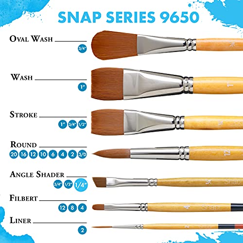 Princeton Snap! White Taklon Angled Paintbrush: 1 inch - size: Size 1 inch, style: Angle Shader