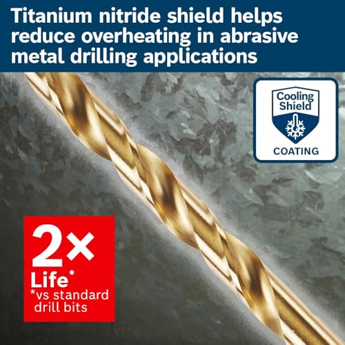 Bosch TI2137IM 5/32 in. Impact Tough™ Titanium Nitride Coated Drill Bit - size: 5/32 in, style: Industrial