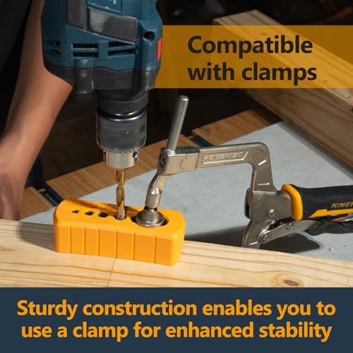 POWERTEC Drill Guide - Multi-Functional Drill Jig Block w/ 6 Common Drill Bit Sizes - for Straight Drilling Holes, Woodworking Tool, 1 PK (71971V) - style: Multi-Functional Drill Guide Jig Block (6 Sizes)