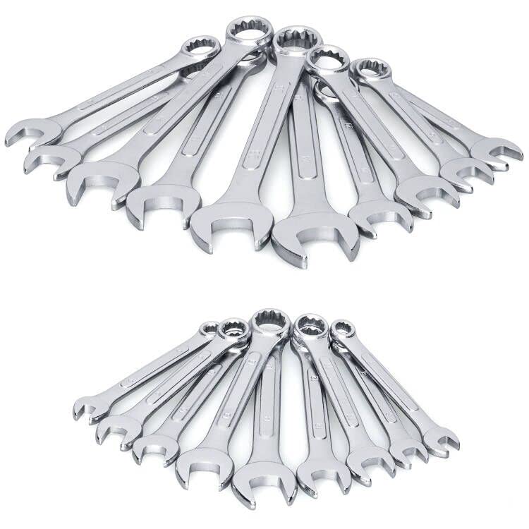 19-Piece Complete Metric Combination Wrench Set in Roll-up Pouch, No Skipped Metric Sizes 6mm - 24mm | Best Value Wrench Set, Ideal for General Household, Garage, Workshop, Auto Repairs, Emergency - size: 19-Piece Metric Set