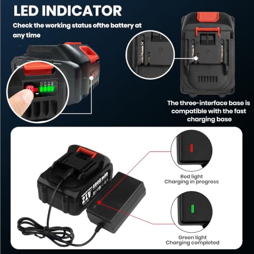 Mini Chainsaw Battery, 21V 4000mAh Lithium Battery with Charger Adapter - size: 4000mAh
