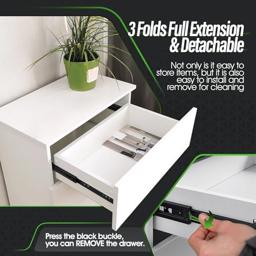 1 Pair Full Extension Ball Bearing Drawer Slides 8 10 12 14 16 18 20 22 24 Inch 100 LB Load Capacity Side Mount File Cabinet Rails Dresser Metal Runner Trash Can Kitchen (14 inch, Black) - color: Black, size: 14 Inch