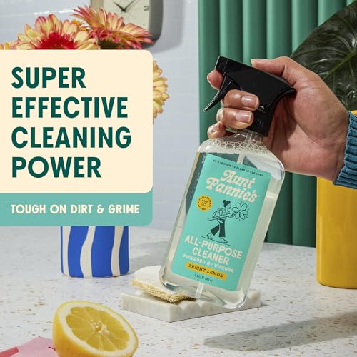 Aunt Fannie's All Purpose Vinegar Cleaner Spray, Lemon, Pack of 3 | Cuts Grease & Grime, No Harsh Residue, Safe for Kitchens Bathrooms Windows Counters & Sealed Areas, Kid and Pet Safe - size: 16.9 Fl Oz (Pack of 3)