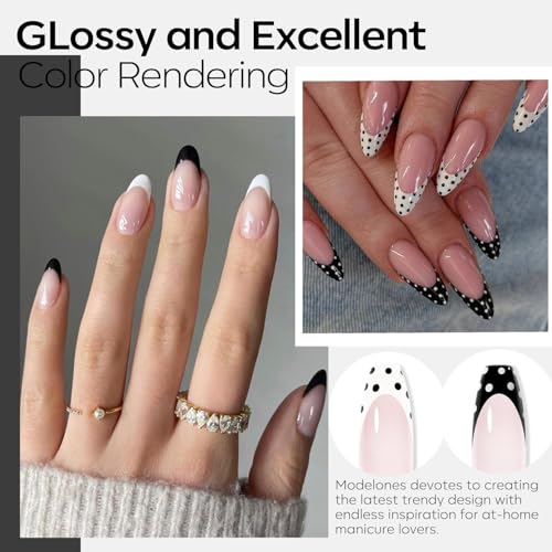 modelones Black White Gel Polish Set, 2Pcs 15ml Full Size Black White Color - color: A1-Black White