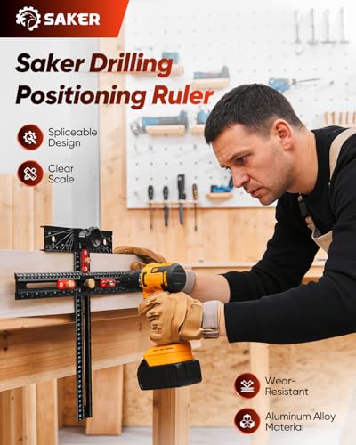 Saker 4-in-1 Scriber Marking Line Ruler, 29.5in Spliceable Extended T Square, Precision Line Drawing & Drilling Positioning Tool, Cabinet Hardware Jig with Angle Adjustment for Woodworking - size: 29.5inch T Square Ruler