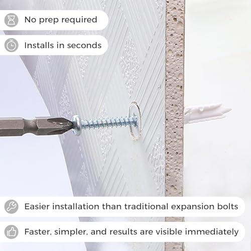 8# 240PCs Self Drilling Drywall Anchors Kit - 75LB Heavy Duty Plastic Drywall Hangers with 120 Self-Tapping Screws - Mounting Hardware for Sheetrock Anchors