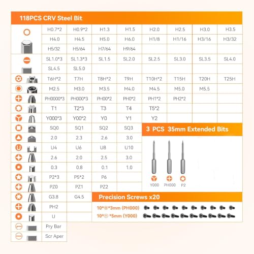 Precision Screwdriver Set, 150 in 1 Mini Screwdriver Set Tool - color: Orange, size: 150