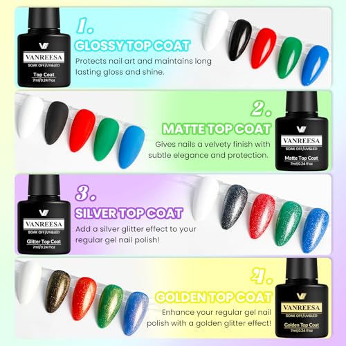 VANREESA Gel Nail Polish Kit with U V Light 53 Pcs Gel Polish Nail Set 36 Popular Colors Nail Polish Set + Base and 4 Effects Top Coat with Manicure Tools Complete Nail Kit Gifts for Women Girls - color: Champagne Roses