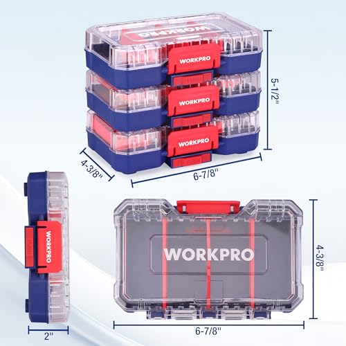 WORKPRO 3-Piece Small Parts Organizer, Stackable Storage Case