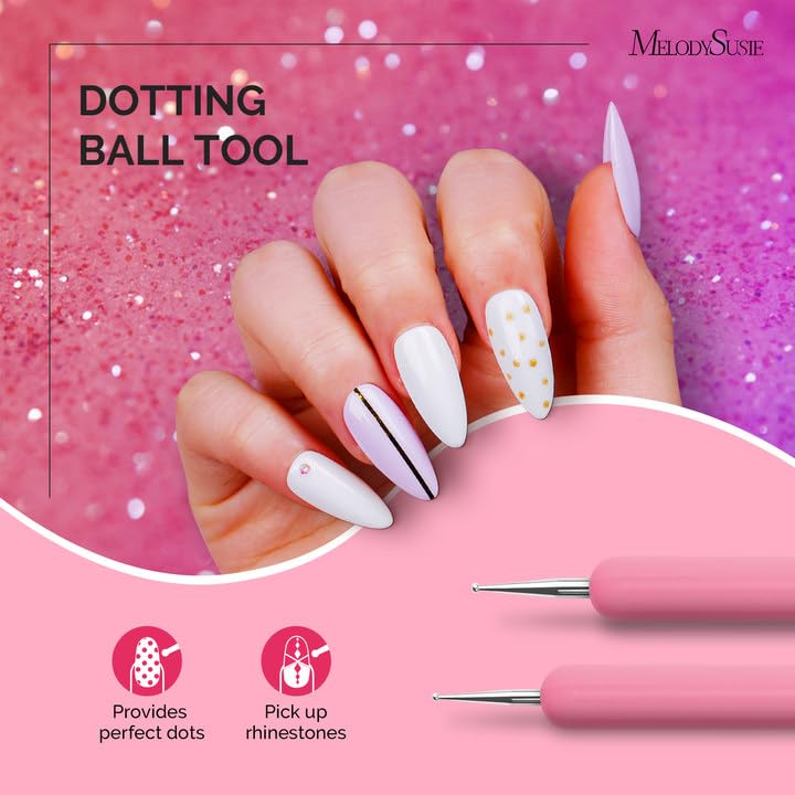 MelodySusie Nail Art Brushes Set, 6pcs Nail Art Design Pen Painting Tools - color: Pink, size: 6