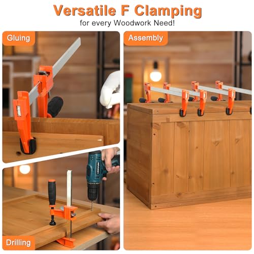 6 Inch F-Style Bar Clamps, 4-Pack, for Woodworking - color: Orange 4 Pack-6 Inch