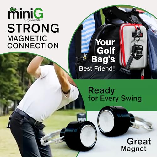 Grooveit Mini Golf Brush The Small MiniG 'Dry Scrubber' Features A Detachable Magnet, Heavy-Duty Nylon Bristles, and 3-Yr Warranty - Used On All Professional Golf Tours - Golf Accessory of 2023 - color: Black