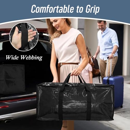 6 Pack Extra Heavy Duty Large Moving Bags with Strong Zipper, Black - color: Black, size: 6 Pack