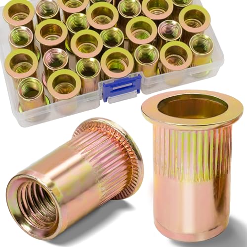 1/2-13 Rivet Nuts,19Pcs Zinc Plated Threaded Rivnuts Inserts - color: Yellow, size: SAE 1/2"-13 - 19 Pcs