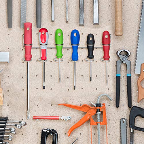 Ripeng 8 Pieces Pegboard Screwdriver Holder PegBoard Tool Holders, Silver - color: Silver