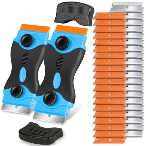 Razor Blade Scraper Tool - Razor Scraper with 40 Metal & Plastic Blades - color: Blue