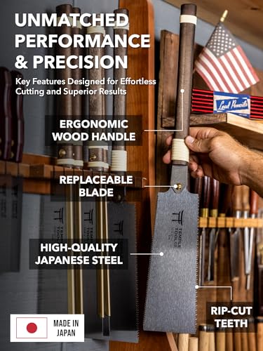 Japanese Pull Saw - 9.5 Ryoba Hand Saw with Rip-cut and Crosscut - Wood Saw for Dovetails, Tenons, Joinery, Cutting Boards to Length & Width- Temple Tool Co. - style: Japanese Pull Saw