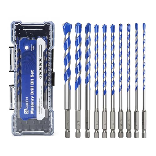 10 Pack 5/32 to 1/2 inch Concrete Drill Bit Set,Masonry Drill Bit Set - style: 5/32" - 1/2"（10 Pcs）