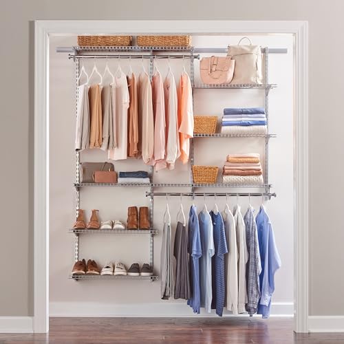 Rubbermaid Configurations Deluxe Custom Closet Kit, 3-6 Ft. Adjustable Metal Wire Shelving, Titanium Finish, Expandable Organization System, Hardware Included, for Home Closet/Pantry/Laundry/Mudroom - color: Titanium, size: 3-6 Feet