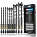 Masonry Concrete Drill Bit Set for Tile, Brick, Glass, Plastic and Wood, Tungsten Carbide Tip Work with Ceramic Tile, Wall Mirror, Paver on Concrete or Brick Wall, 10 Pcs - size: 10 Pack Multiple Sizes
