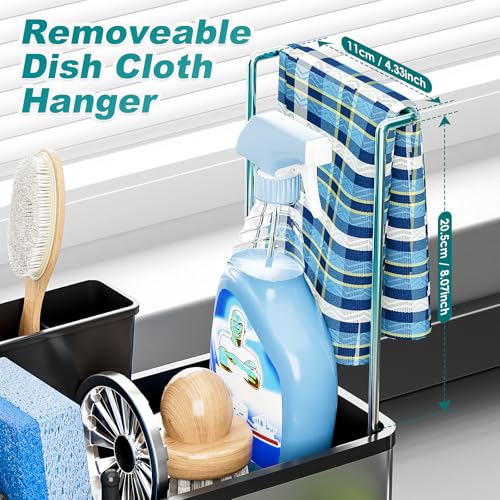 Ewaiira Stainless Steel Sink Caddy, Sponge Holder for Kitchen Sink 9.8″ - color: A-black