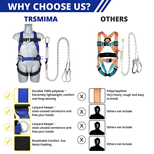 TT TRSMIMA Safety Harness Fall Protection Kit: Roofing Harness for Work - style: Blue