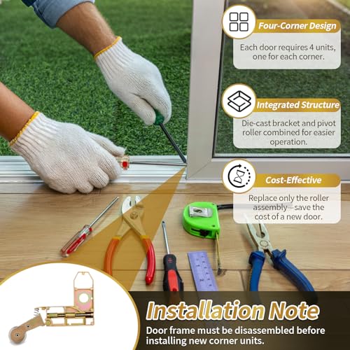 4 Pack Sliding Screen Door Rollers with 1" Diameter Concave