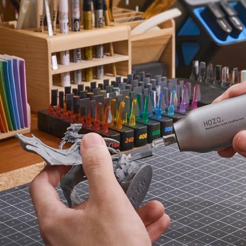 HOZO NeoSander Premium Combo – Mini Reciprocating Detail Sander Kit with 64 Color-Coded Sanding Heads, Charging Dock & Basic Sandpaper Set, Gift Idea for 3D Printing, Model Makers & DIY Enthusiasts - style: NeoSander Premium Combo