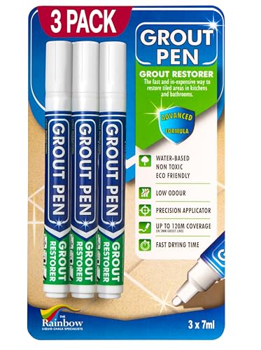 Grout Pen White Tile Grout Paint Marker - Narrow 5mm Tip (7mL) - 3 Pack - style: White