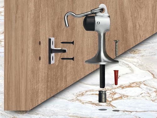 QCAA Solid Brass Door Stop, 3-15/16" Height, Satin Chrome, Made in Taiwan, 2 Pack - color: Satin Chrome(3-15/16"), size: 2 Pack