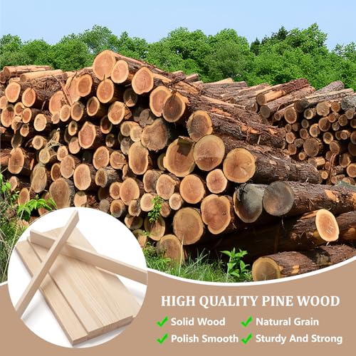 Wood Strips Trim Slats for Crafts, Square Wooden Dowels Wooden Sticks for Crafts, 3/8" × 1.5" × 15", 15 PCS Wood Dowel Rods, Unfinished Hardwood Sticks Flat Lumber Boards for Woodworking - size: 3/8x1.5x15 in - 15PCS