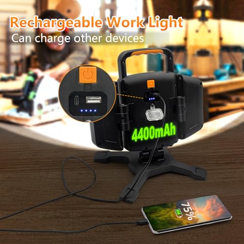 TRESDA 3000LM Rechargeable Work Light, Magnetic LED, Foldable & Portable - style: Magnetic Stand