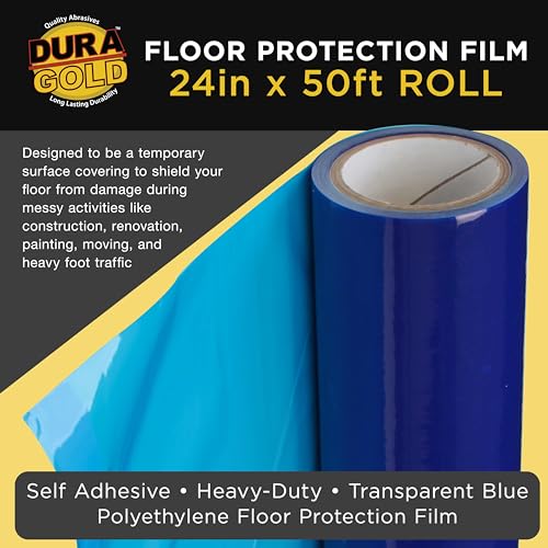 Dura-Gold Floor Protection Film, 24-inch x 50-Foot Roll, Clear Plastic - size: 24-inch-x-50-feet