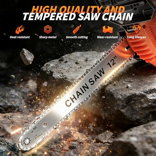 12 Inch Electric Chainsaw, Cordless Chain Saw with 2x4.0Ah Battery
