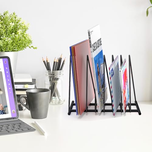 TOPCJ 2 Sets Upgraded Triangle File Folder Rack,7 Sections File Holder,File Storage Sorter/Stand,Desktop File Organizer,Wire Organizer Rack,Magazine Folder Holder,Letter/Legal, Anti-Scratch/Rusty - size: 2 Sets