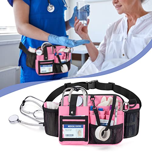 Damero Nurse Fanny Pack with Multi-Compartment and Tape Holder, Pink - color: Pink