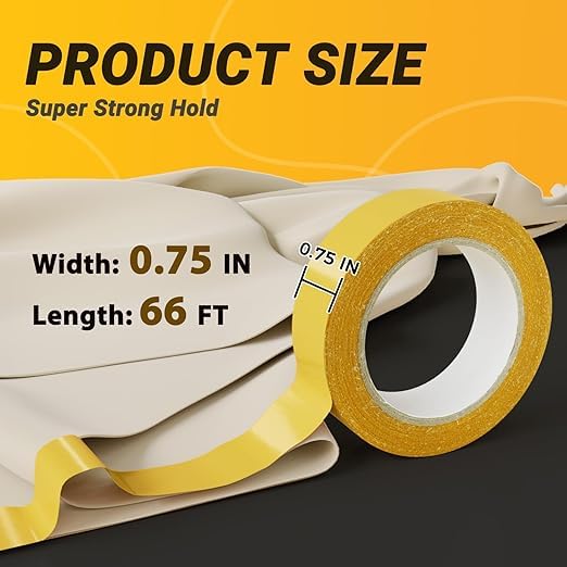 SWRT Double Sided Fabric Tape 0.75" x 66FT – Heavy Duty - color: Yellow, size: Fabric Tape 0.75" x 66FT