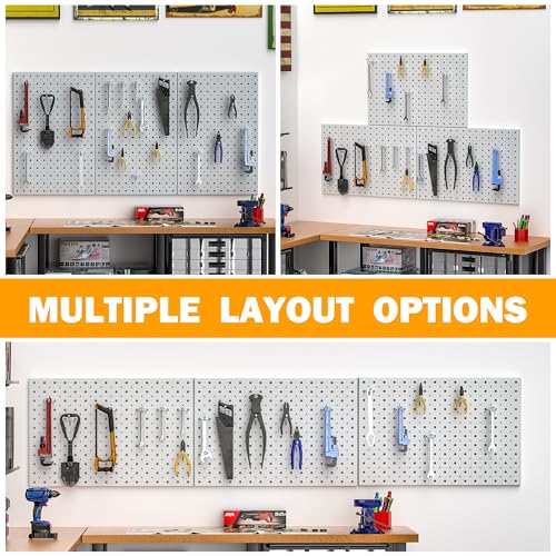 Pegboard Smith Metal Pegboard Panels, 16" x 12" Heavy-Duty Steel Wall Peg Boards for Garage Tool Storage, Pegboard Organizer System (Pack of 3, Gray) - color: Gray