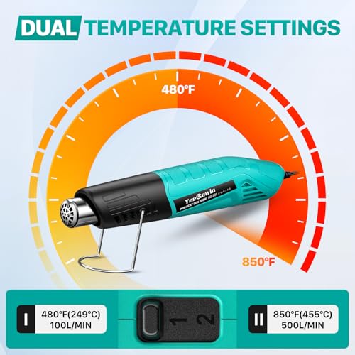 380W Mini Heat Gun, 2-Temp 480°F & 850°F for DIY & Crafts - color: Blue